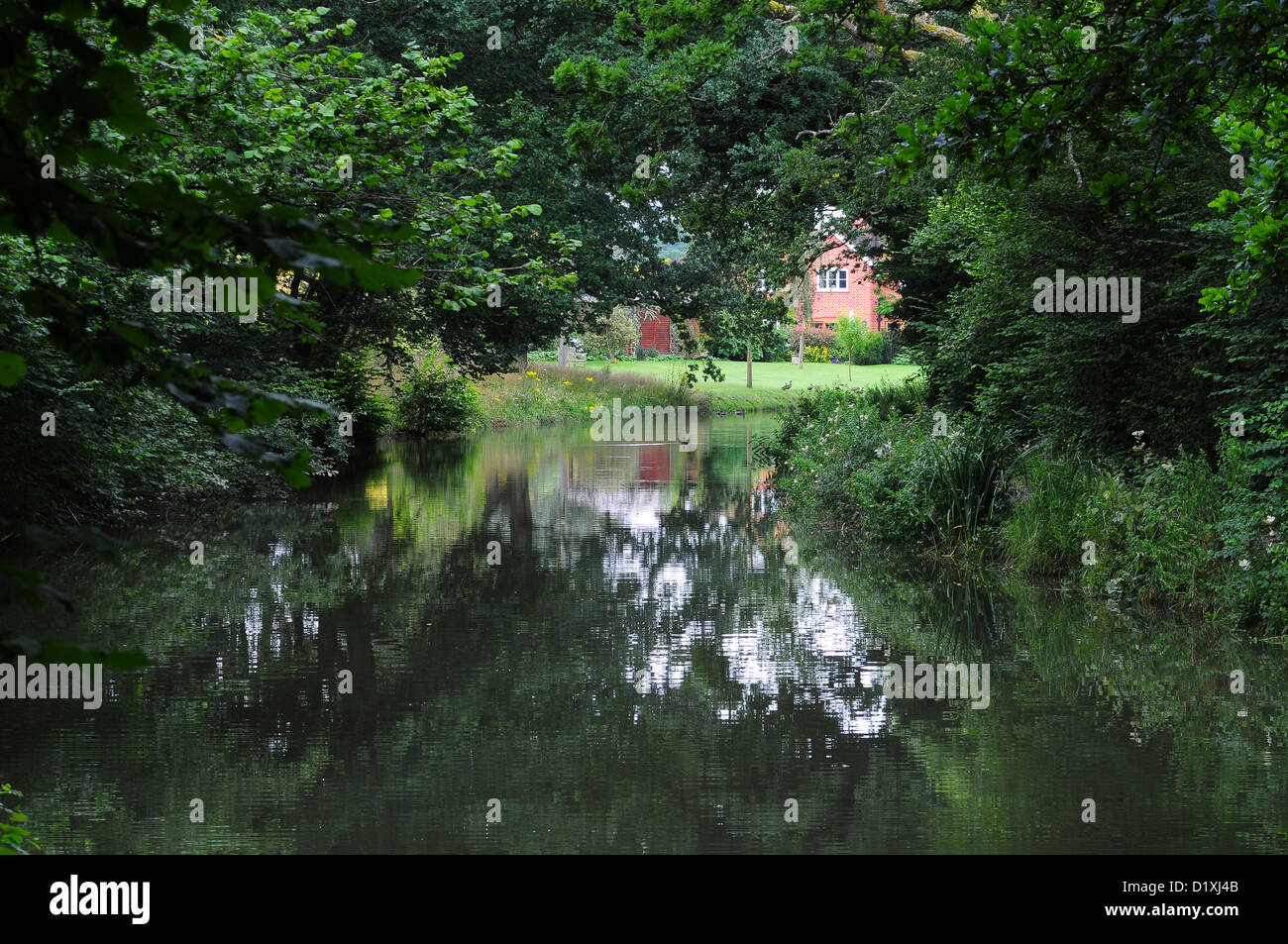 Una vista di Basingstoke Canal a Crookham REGNO UNITO Foto Stock