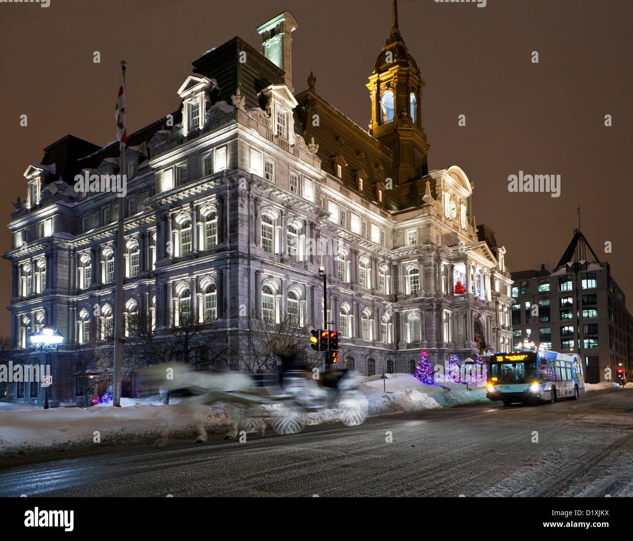 Montreal city hall, di notte fotografia Foto Stock