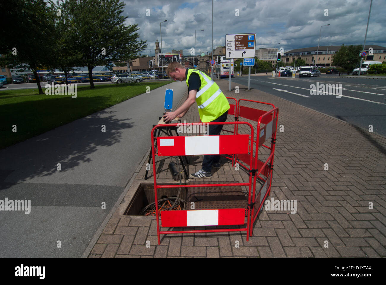 I lavori di manutenzione stradale engineer Foto Stock