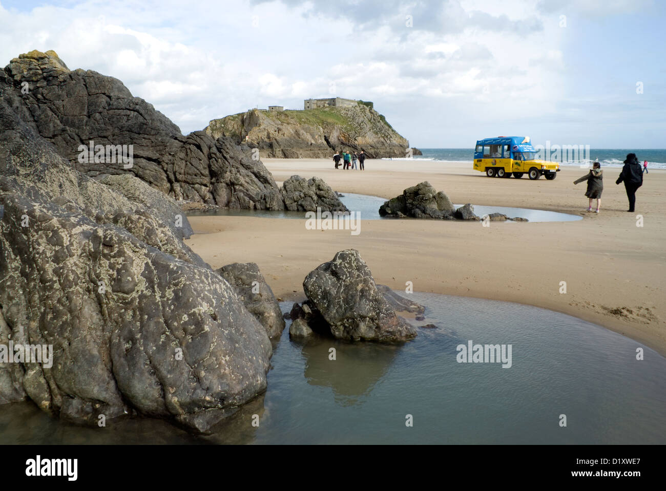 South Beach, Tenby, Pembrokeshire, Galles occidentale. Foto Stock