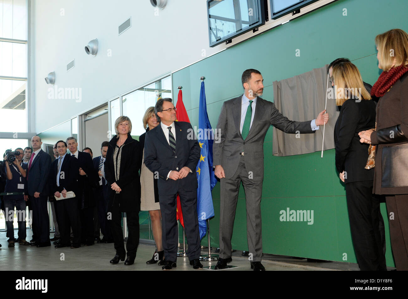 Il principe Felipe ospite d onore, per l'inaugurazione del Barcelona-Figueres linea ferroviaria ad alta velocità (AVE) . Spagna Foto Stock