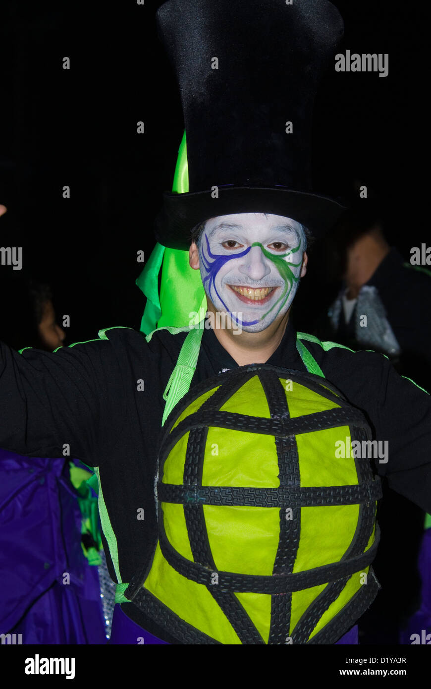 Murguista uruguayano di eseguire durante il carnevale a Montevideo, Uruguay nel mese di febbraio, 2007 Foto Stock