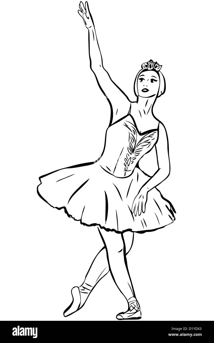 Uno schizzo del ballet-danzatore di balletto danza danze di Swan Foto Stock
