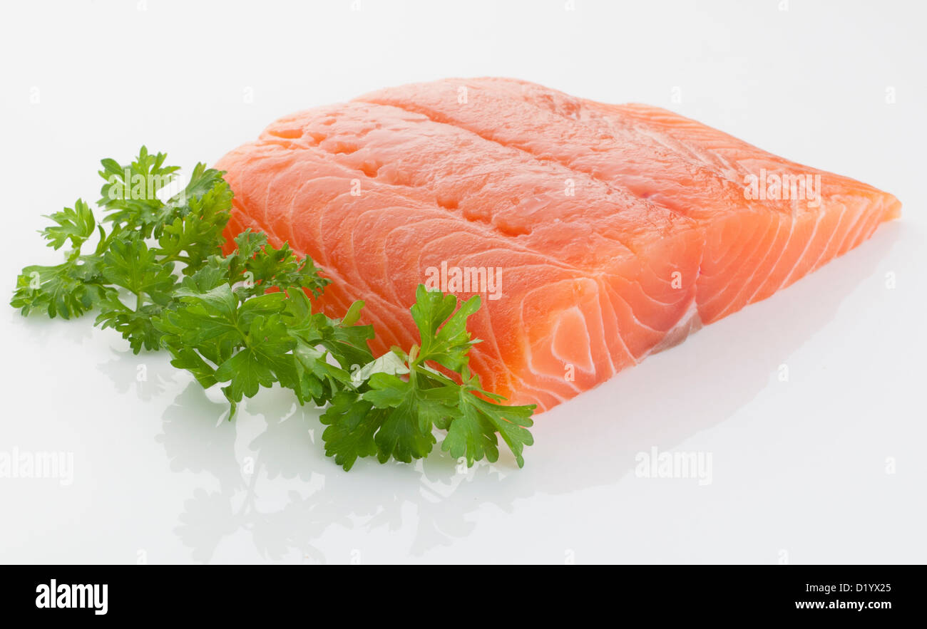 Fresco e gustoso pezzo di salmone crudo Foto Stock