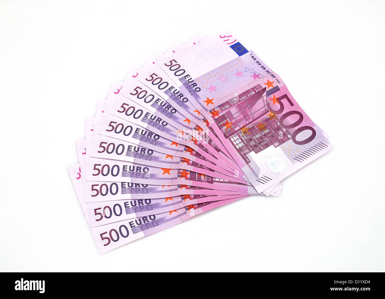 Euro carta moneta isolato su sfondo bianco. Foto Stock