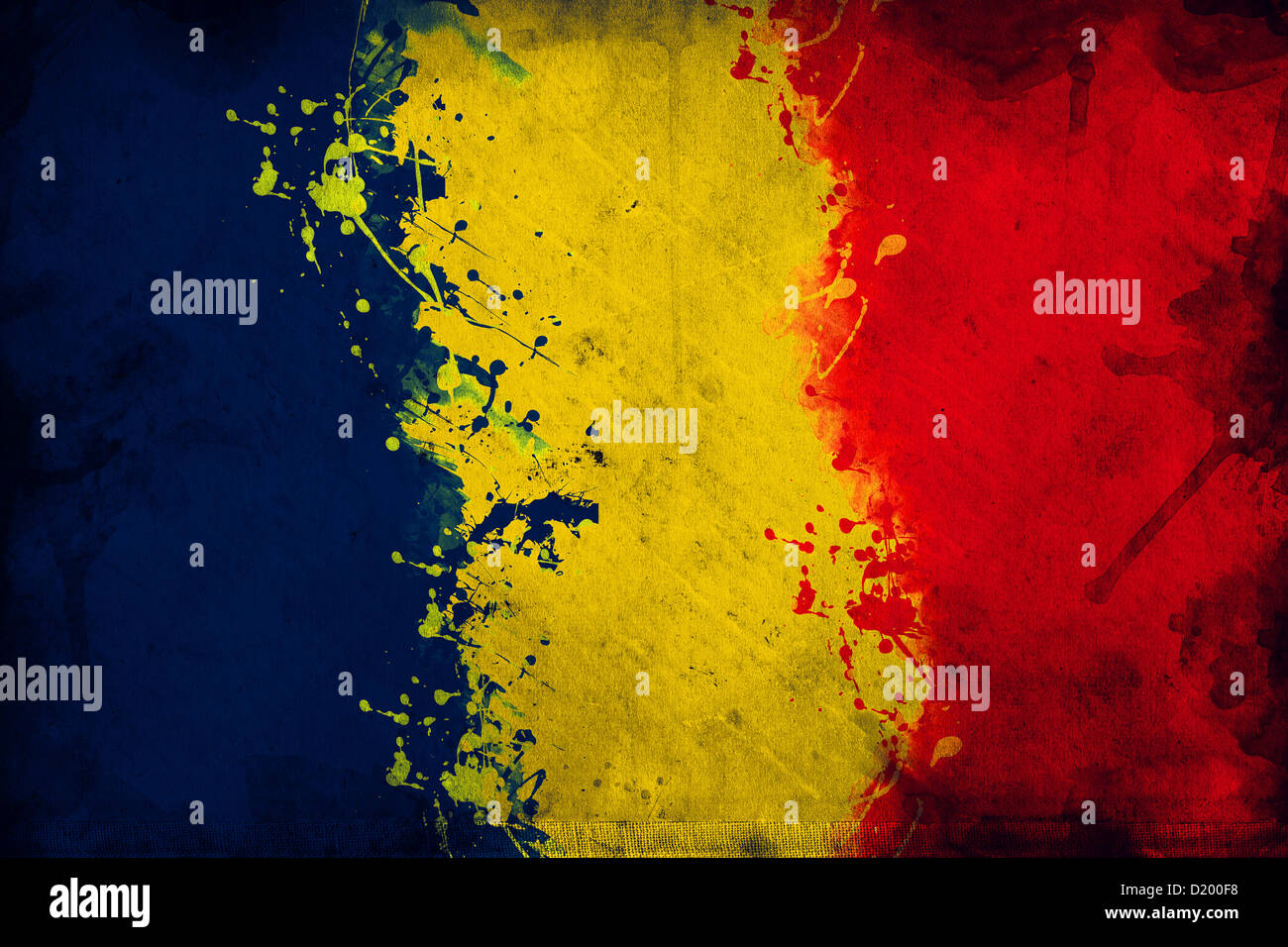 Bandiera della Romania, immagine è la sovrapposizione di un grungy texture. Foto Stock