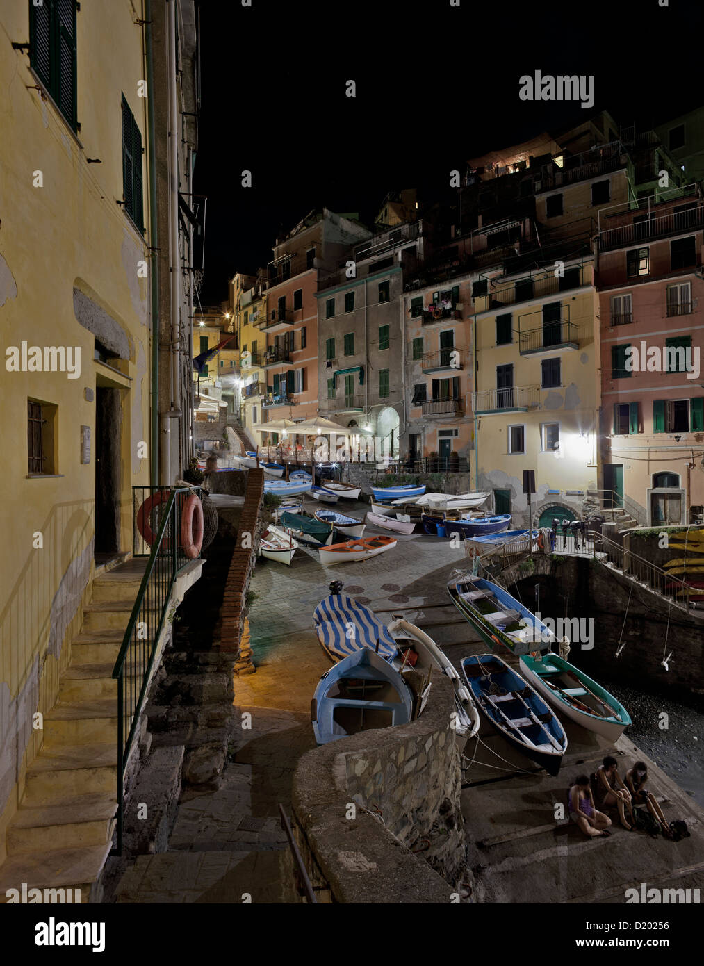 Porto di Riomaggiore Parco Nazionale delle Cinque Terre, Patrimonio Mondiale dell Unesco, Riviera Ligure, Liguria, Italia Foto Stock