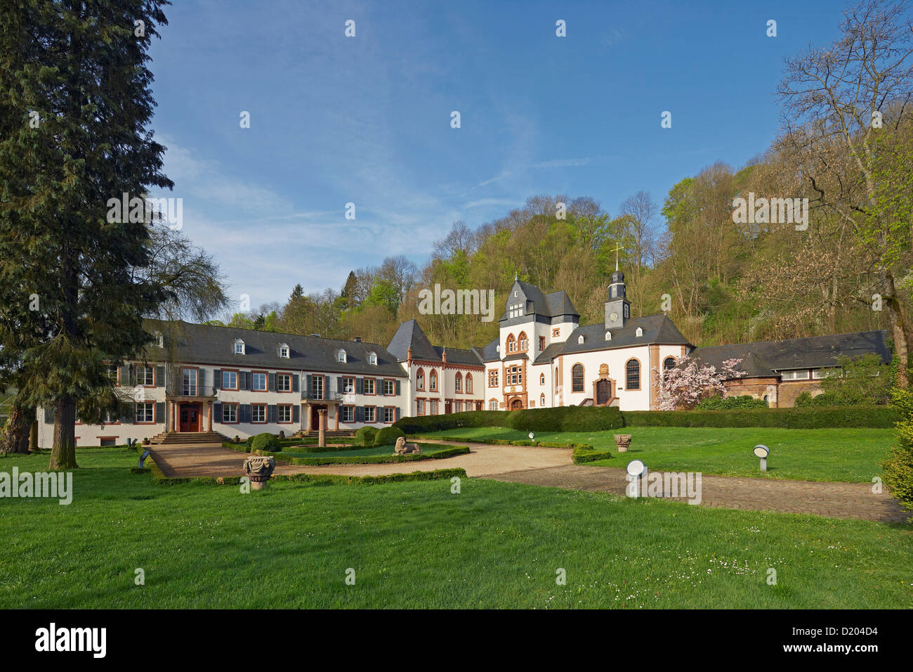 Schloss Dagstuhl castle in primavera, Wadern-Dagstuhl, Hochwald, Loestertal, Saarland, Germania, Europa Foto Stock