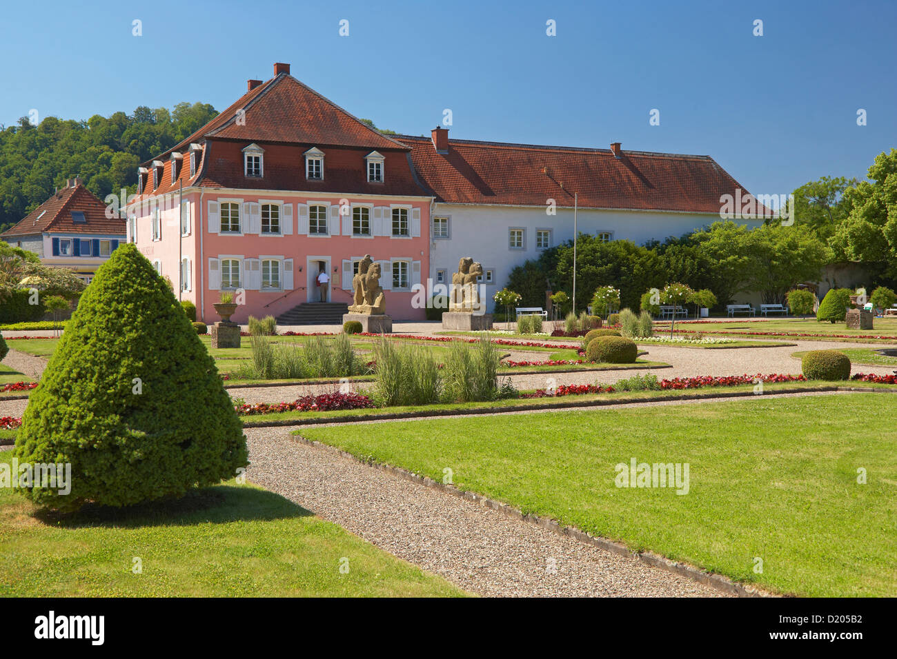 La casa e il giardino a Romano Schwarzenacker open air museum, Homburg-Schwarzenacker, Saarland, Germania, Europa Foto Stock
