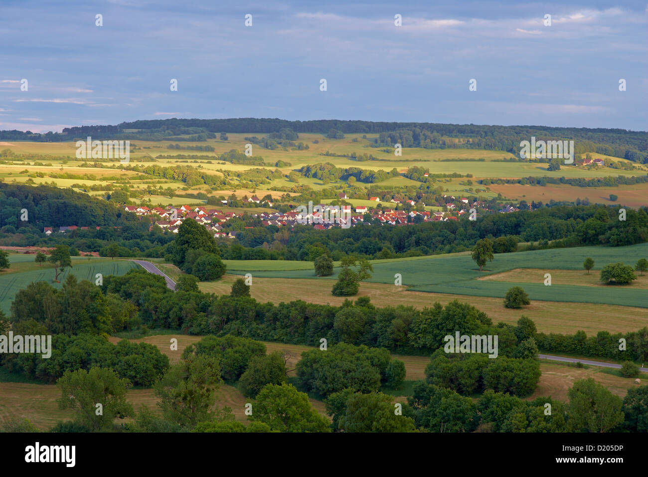 Vista di Blickweiler in serata, Blieskastel, Bliesgau, Saarland, Germania, Europa Foto Stock