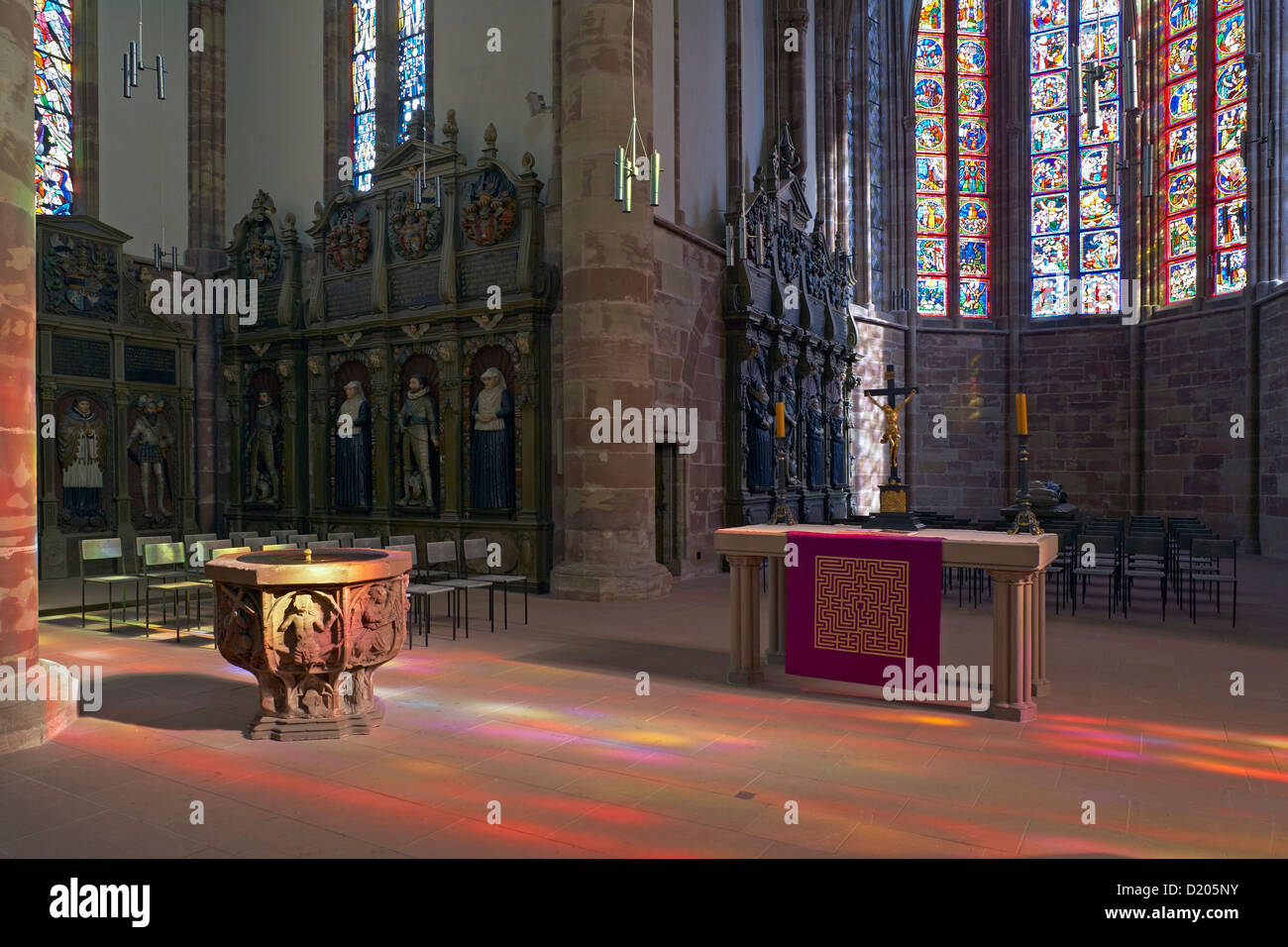 Vista interna del Stiftskirche San Arunal, Collegiata, San Arunal chiesa, Alt Saarbruecken, Saarbruecken, Saarland, Ge Foto Stock