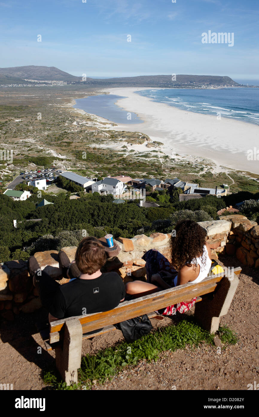 Vista da Chapman's Point over Chapman's Bay, a nord di Noordhoek, Penisola di Cape Town, Sud Africa e Africa Foto Stock