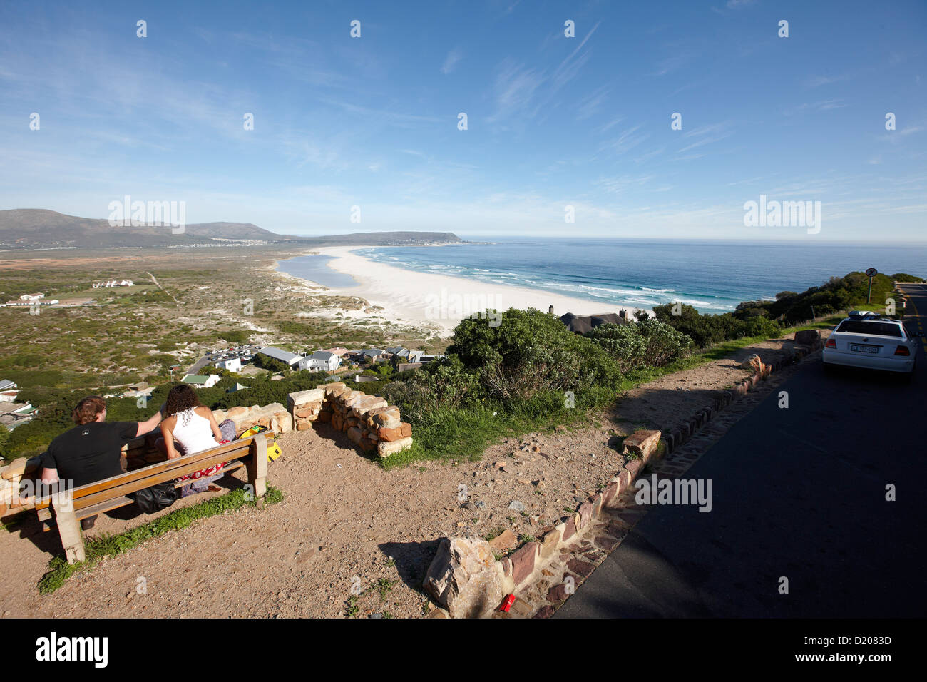 Vista da Chapman's Point over Chapman's Bay, a nord di Noordhoek, Penisola di Cape Town, Sud Africa e Africa Foto Stock