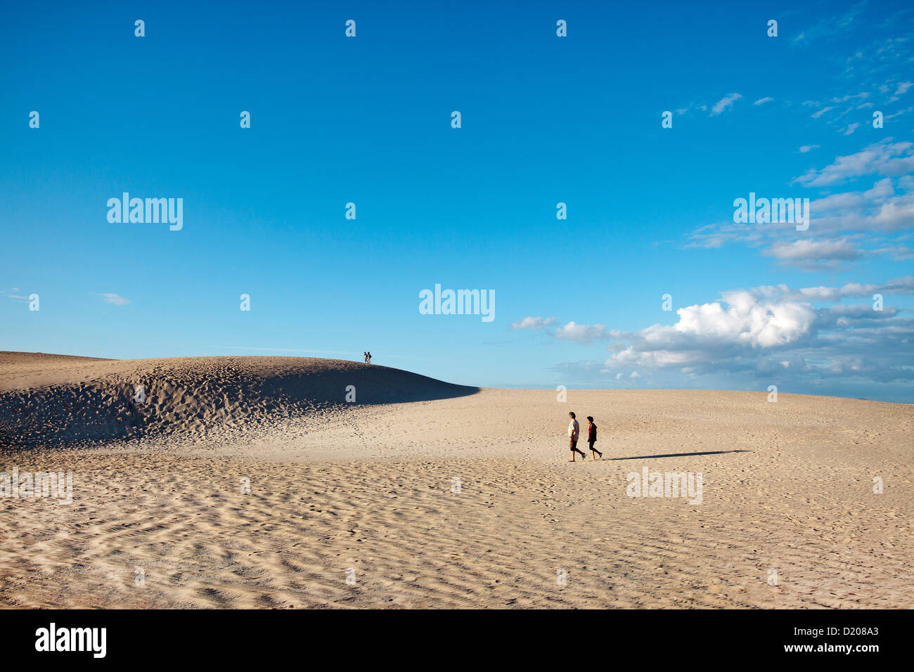 La gente nelle dune di El Jable, Corralejo, Fuerteventura, Isole Canarie, Spagna Foto Stock