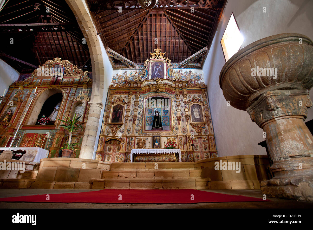 Altare, chiesa Iglesia de vergine de la Regla, Pajara, Fuerteventura, Isole Canarie, Spagna Foto Stock