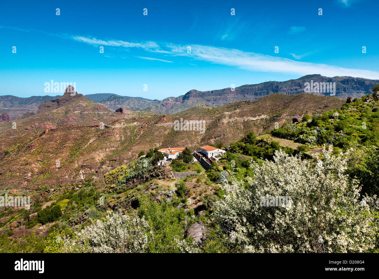 Finca ai piedi di La Roque Bentayga, Gran Canaria Isole Canarie Spagna Foto Stock