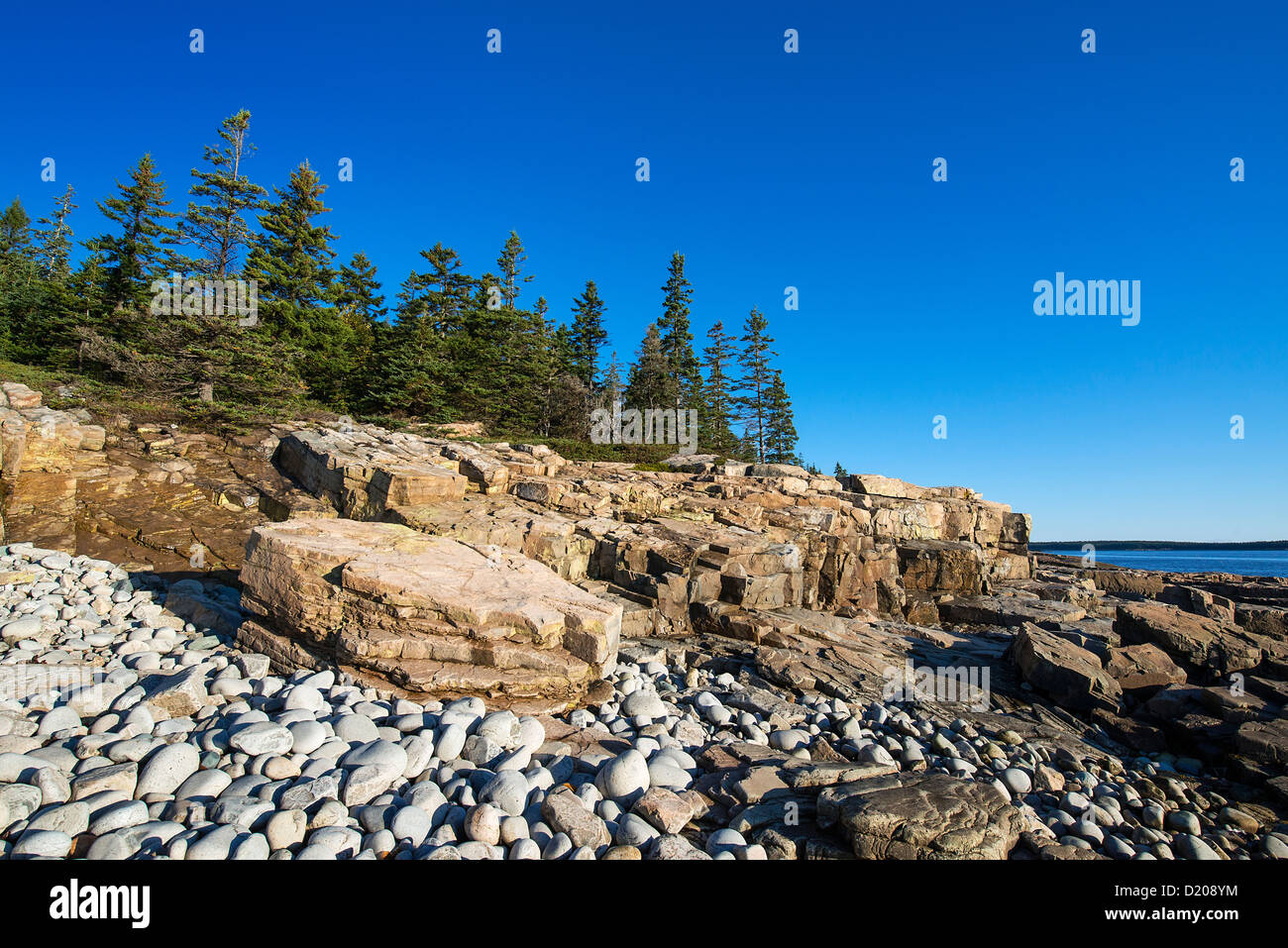 Il paesaggio costiero, Schoodic Peninsula, Parco Nazionale di Acadia, Maine, Stati Uniti d'America Foto Stock