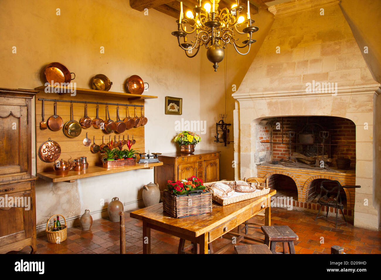 La cucina al castello di Villandry vicino a Tours, Centre Francia Foto Stock