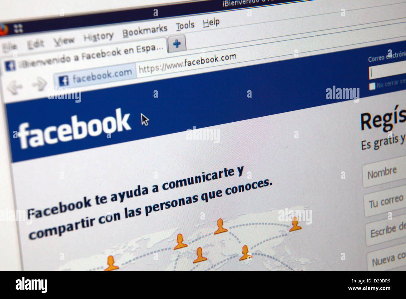 Facebook - Sito in lingua spagnola Foto Stock