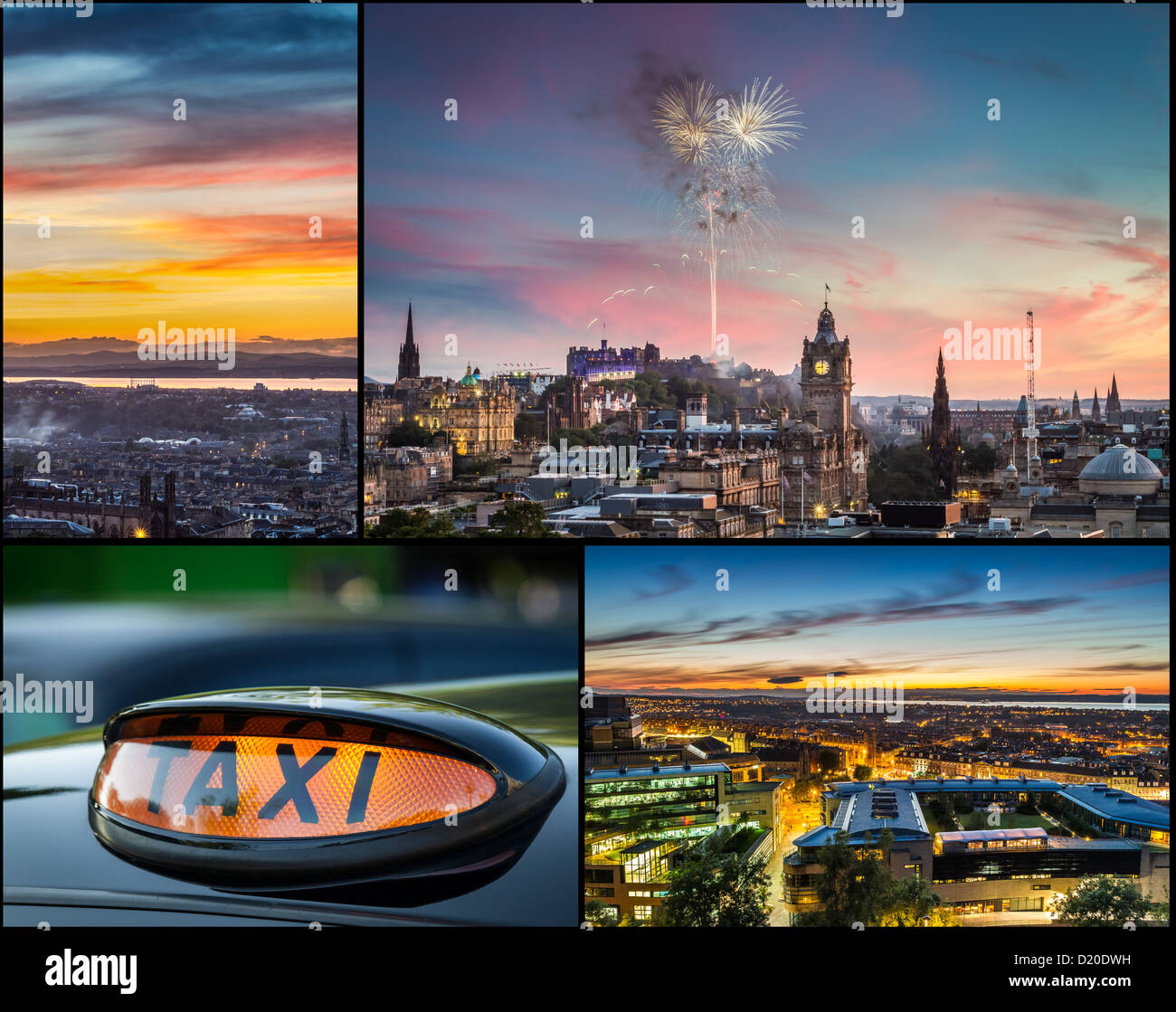 Cartolina da Edimburgo a notte Foto Stock