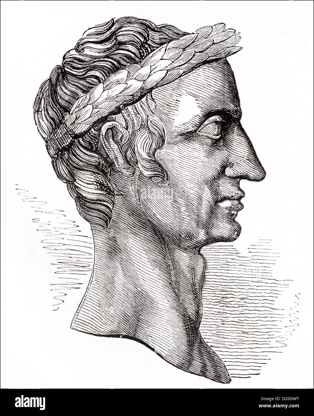 Julius Caesar generale romano e statista vittoriano incisione xilografia circa 1845 mostra Foto Stock