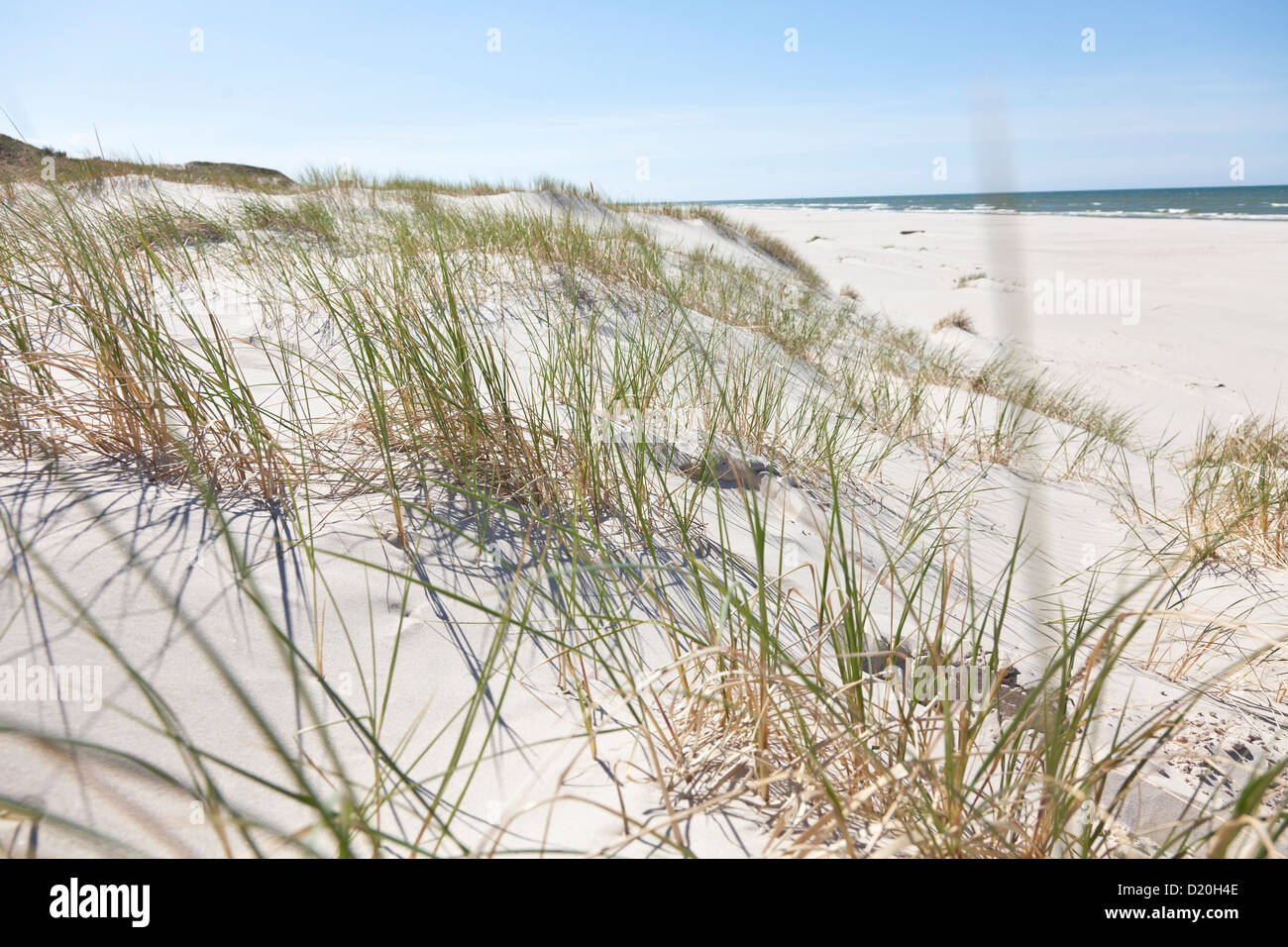 Mar Baltico visto attraverso le dune di Leba, UNESCO Riserva della Biosfera, Parco Nazionale di Slowinski, Baltico polacco costa, Leb Foto Stock