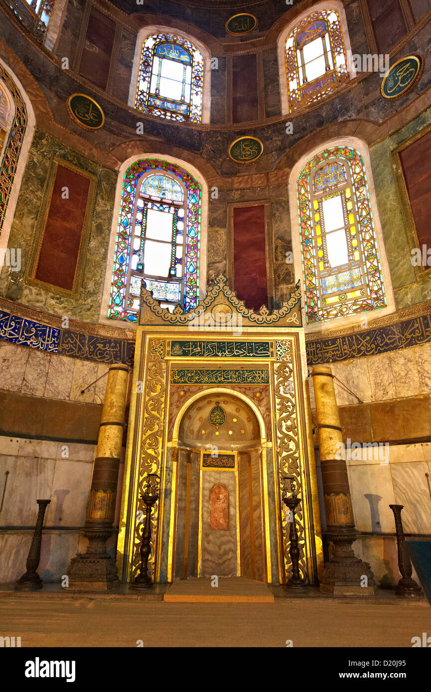 Il XIX secolo Mihrap (Mihrab), Hagia Sophia, Istanbul, Turchia Foto Stock