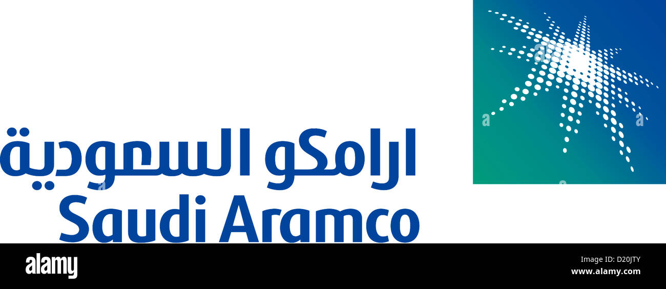 Il logo del membro di olio minerale compagnia Saudi Aramco con sede in Dhahran. Foto Stock