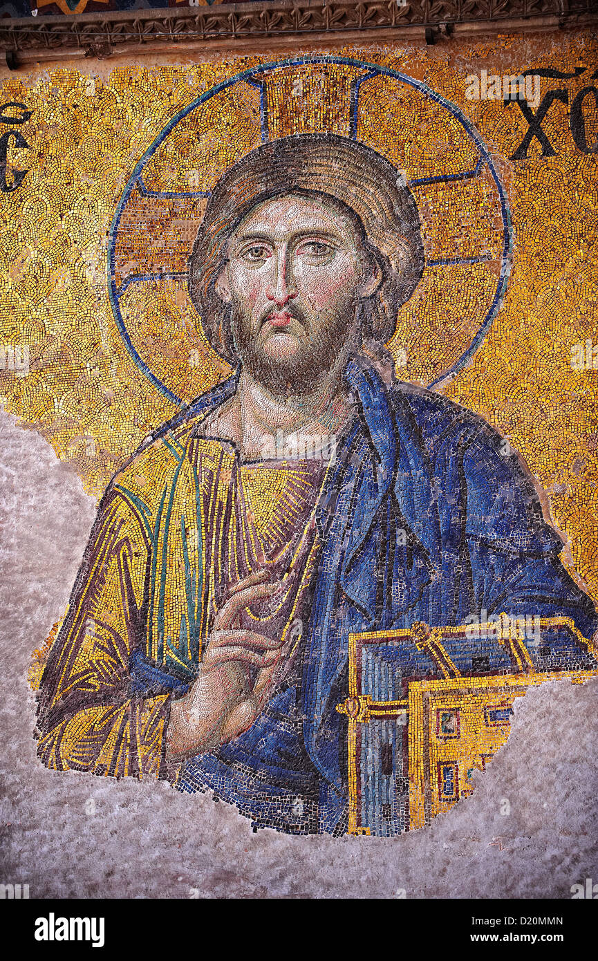 Gesù Cristo mosaico bizantino, Hagia Sophia, Istanbul, Turchia Foto Stock