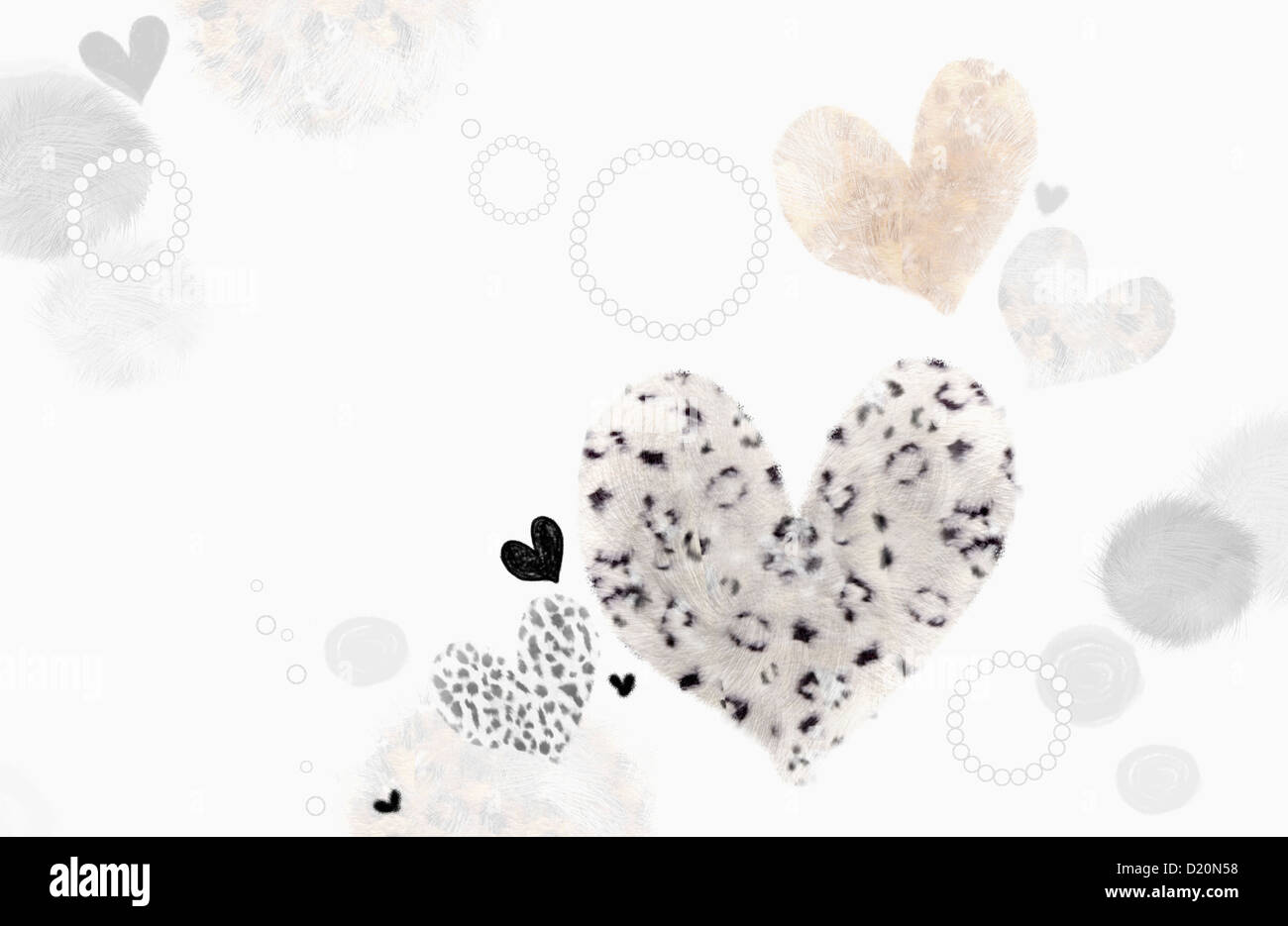 Immagine che mostra il disegno delle forme dei cuori e dei cerchi Foto Stock