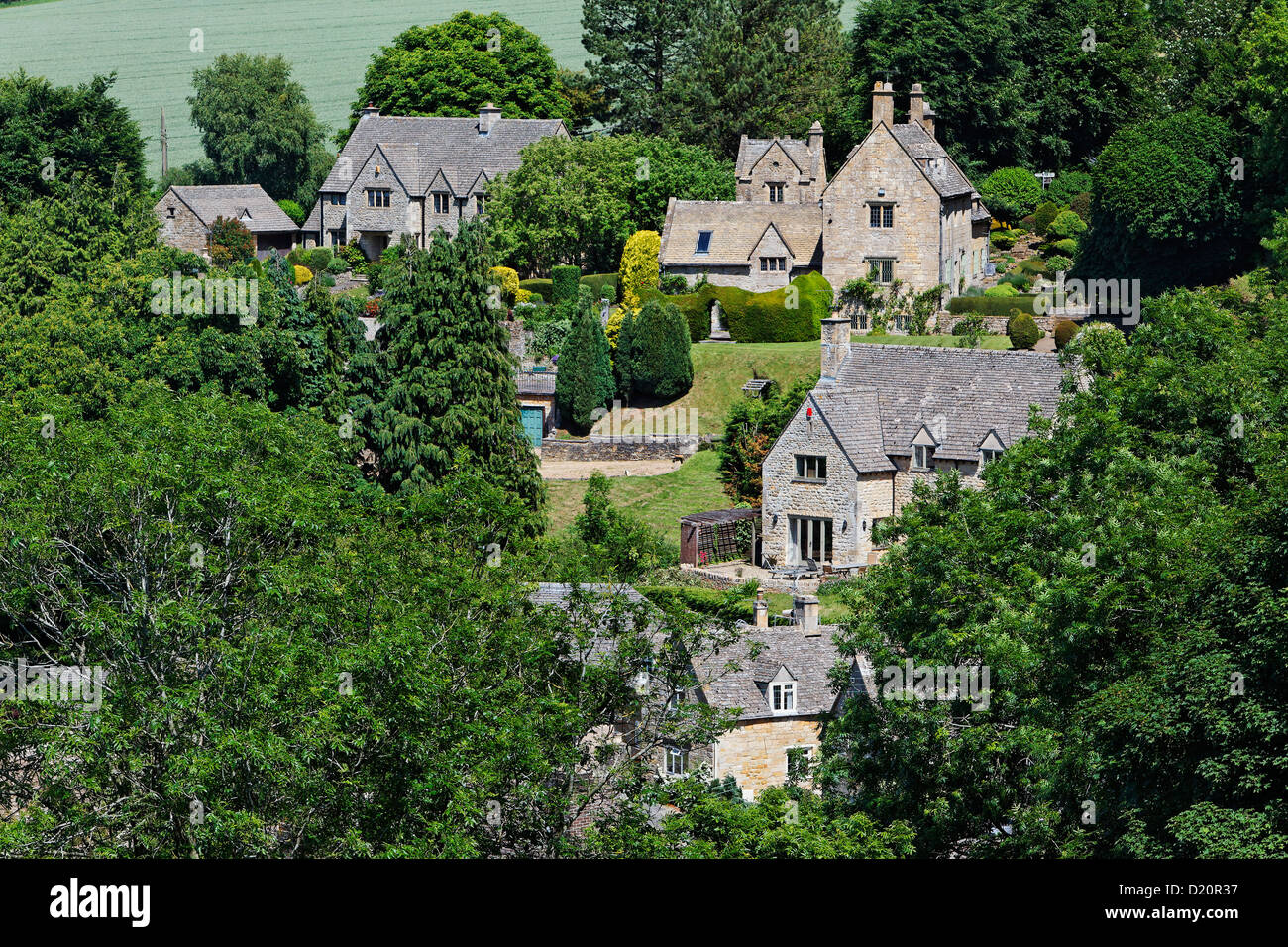 Vista del villaggio di Snowshill, Gloucestershire, Cotswolds, Inghilterra, Gran Bretagna, Europa Foto Stock