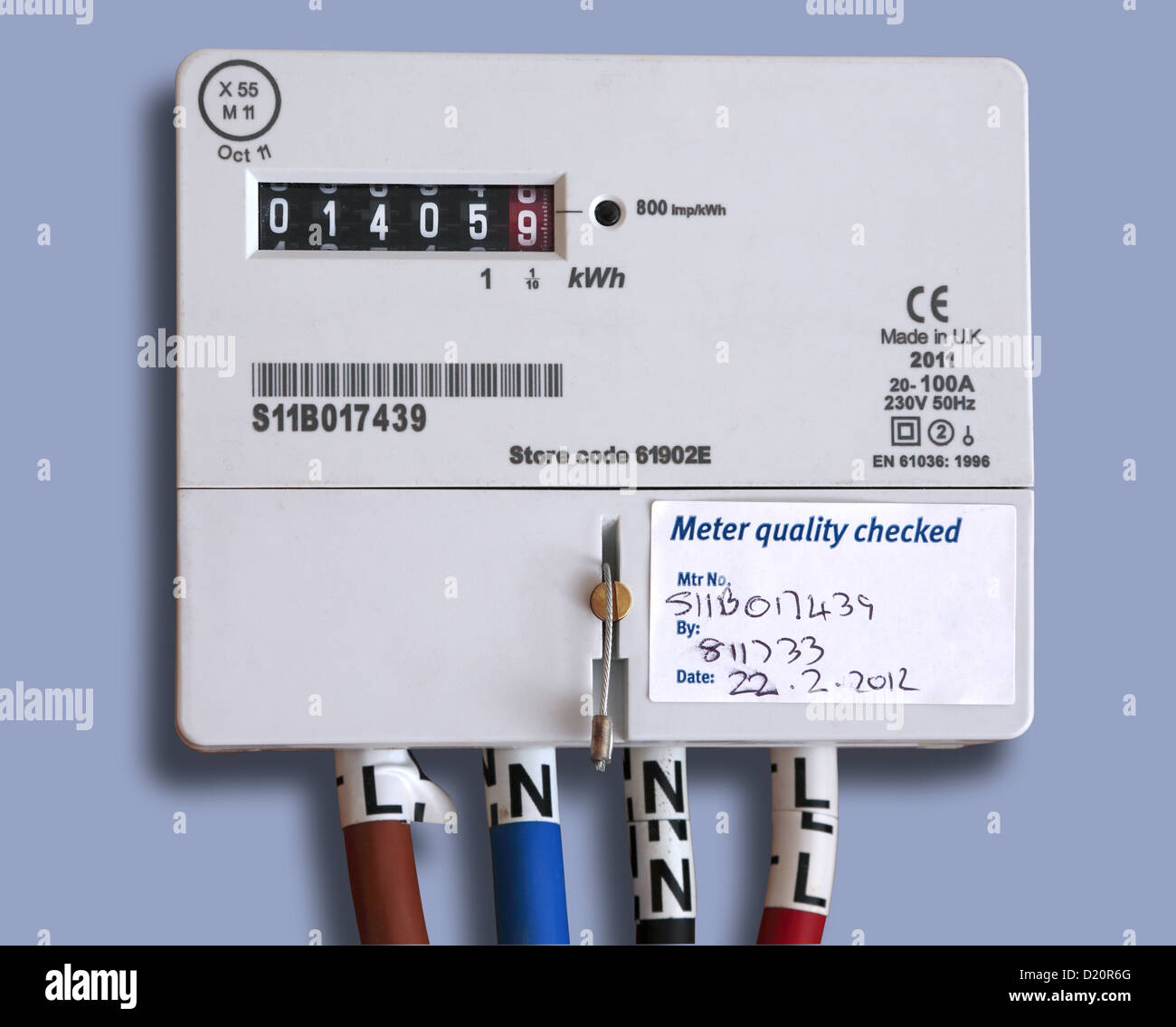 Digitale domestico misuratore di elettricità nel Regno Unito. Foto Stock