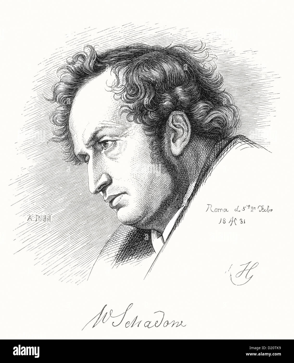 Friedrich Wilhelm Schadow, 1789 - 1862. Artista tedesco e pittore romantico. Foto Stock