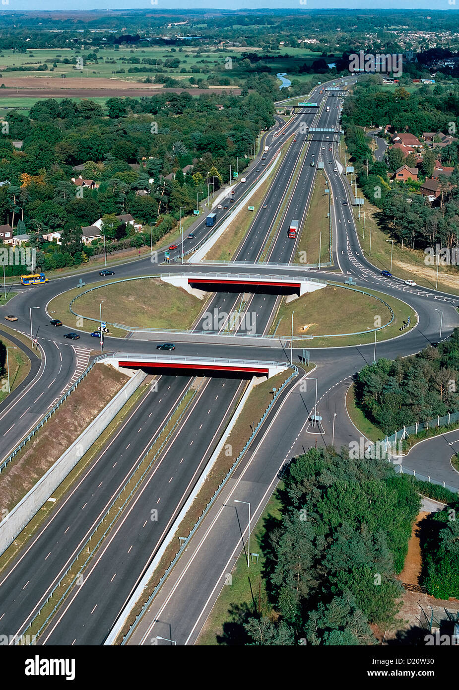 Vista aerea della A31 road a Ringwood Foto Stock