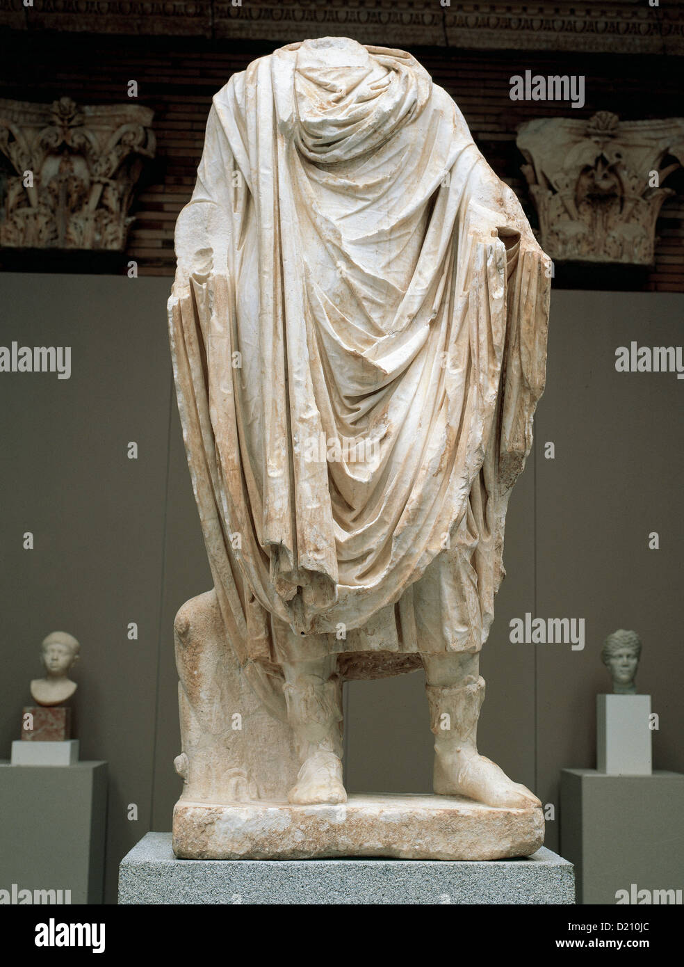 Marcus Vipsanius Agrippa (c.64/63-12 BC). Roman statista e generale. Statua. Foro romano di Merida. Primo annuncio. Foto Stock