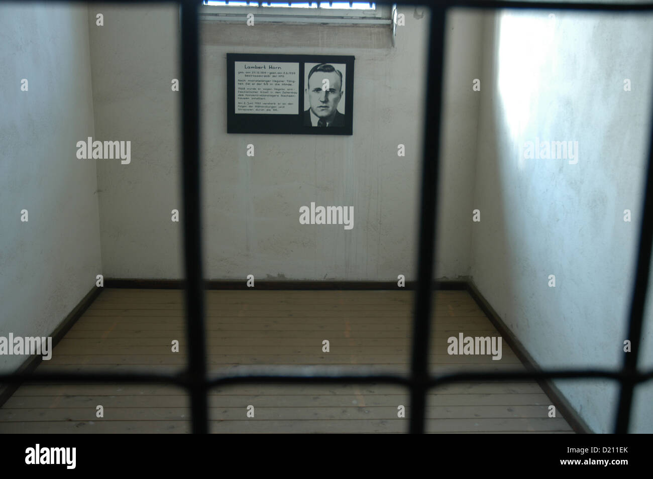 Campo di concentramento di Sachsenhausen. 1936-1945. Cella in cui era prigioniero Lambert clacson (1899-1939). Oranienburg. Germania. Foto Stock