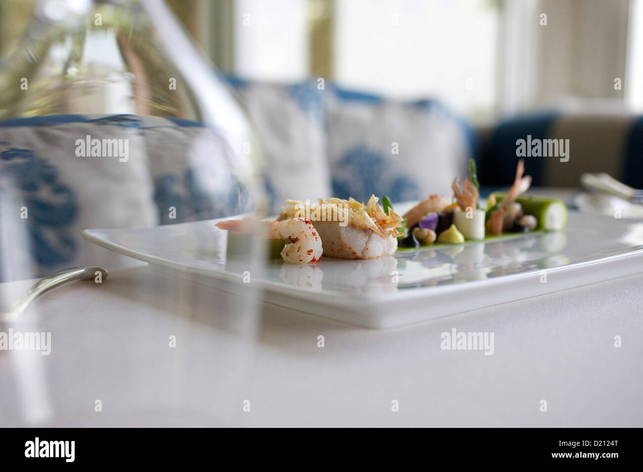 Antipasti al ristorante gourmet Oceano, chef Hans Neuner, Vila Vita Hotel vicino a Armacao de Pera, Algarve, Portogallo, Europa Foto Stock