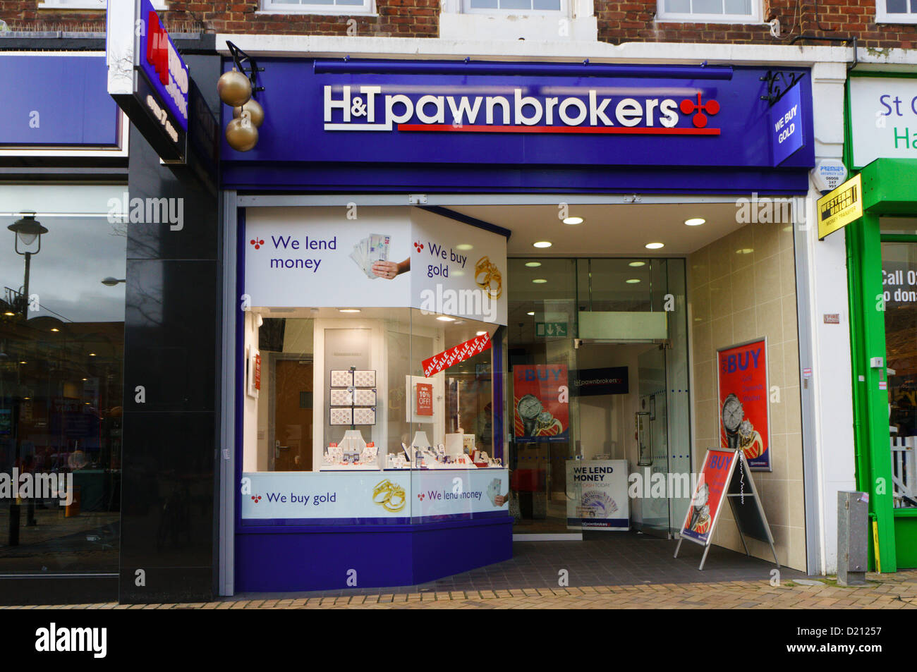 H&T Pawnbrokers nel sud di Londra. Foto Stock