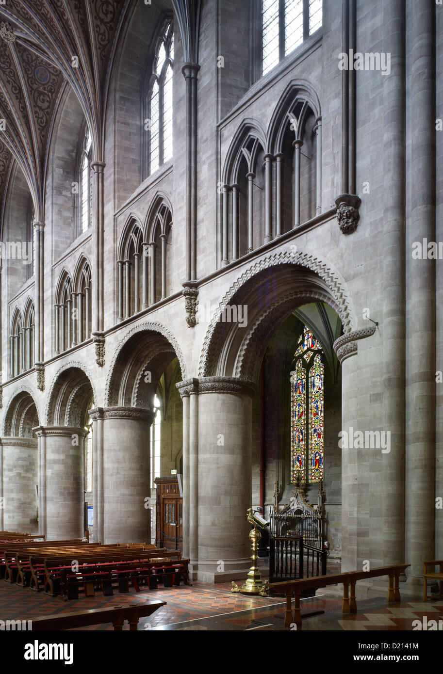 Cattedrale di Hereford, navata a sud est Foto Stock