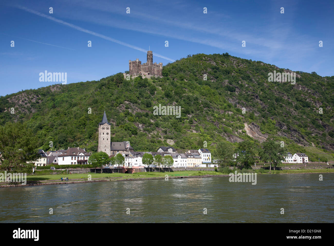 Liebenstein castello sopra la valle del Reno, Kamp Bornhofen, Renania-Palatinato, Germania, Europa Foto Stock