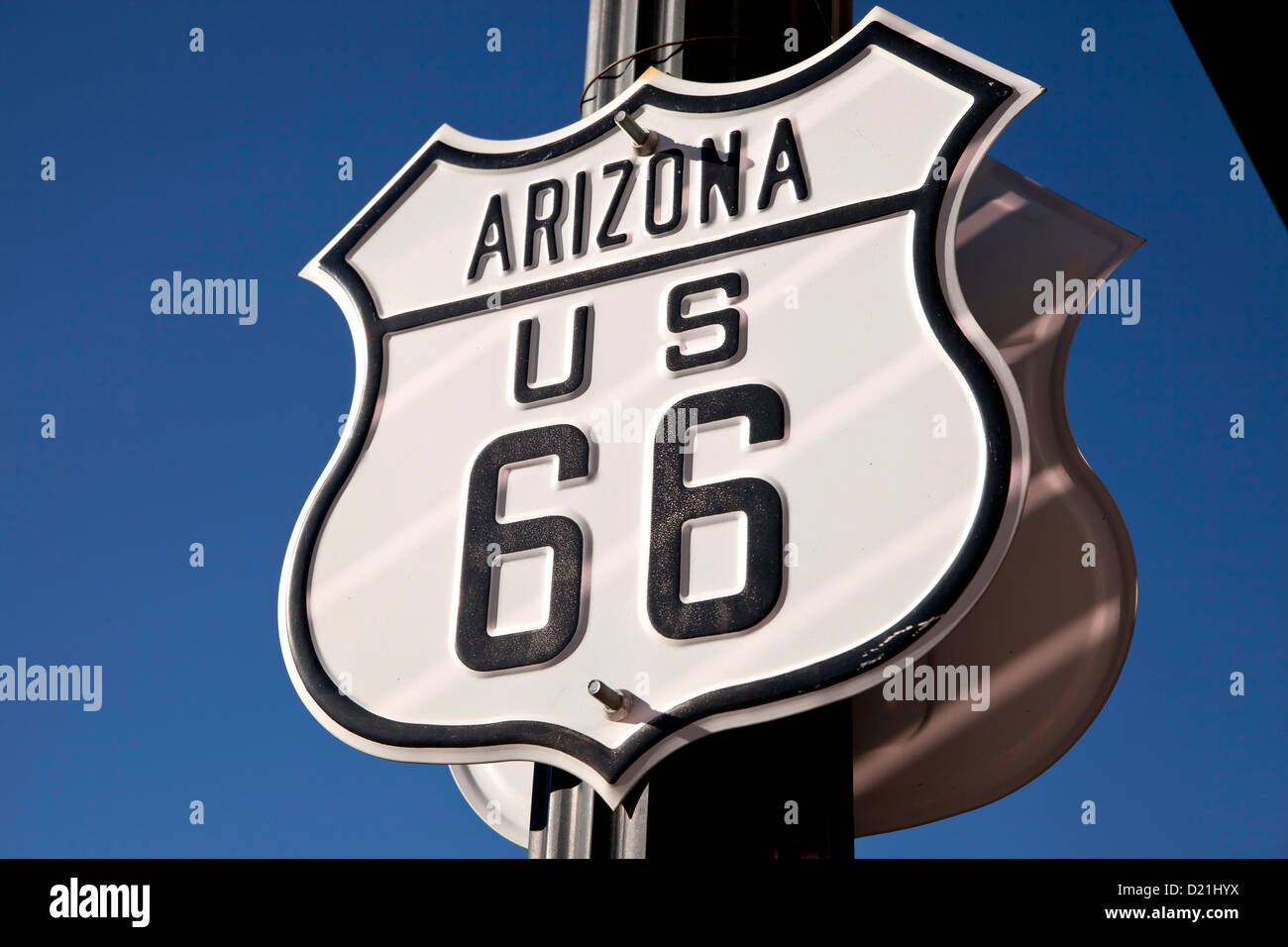 Route 66 strada segno, Kingman, Arizona, Stati Uniti d'America, STATI UNITI D'AMERICA Foto Stock