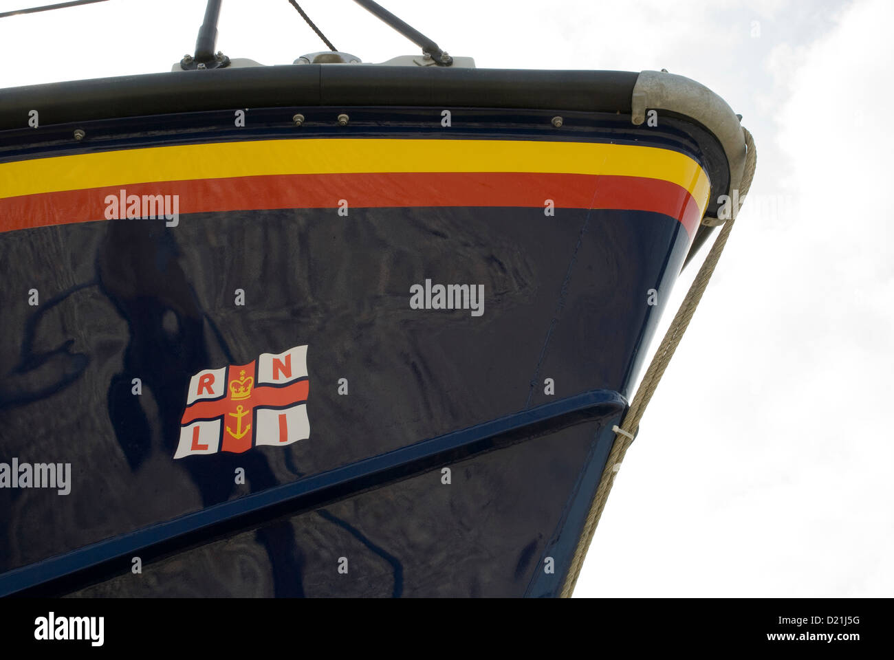 Una chiusura del frontale di un RNLI scialuppa di salvataggio Foto Stock