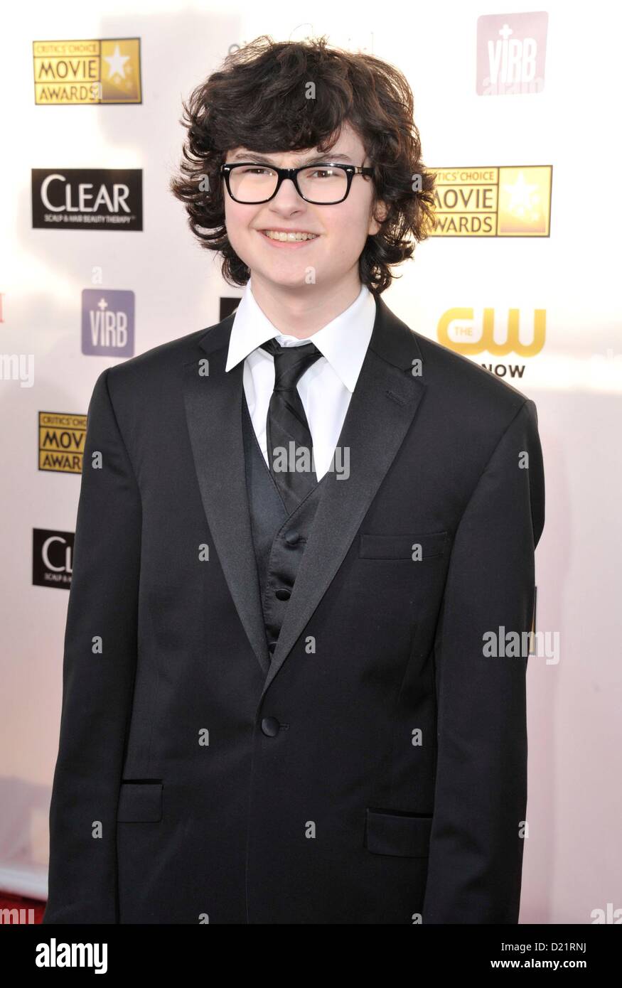 Jared Gilman presso gli arrivi per la diciottesima edizione critica' Choice Movie Awards, Barker Hangar, Santa Monica, CA 10 gennaio 2013. Foto di: Dee Cercone/Everett Collection Foto Stock