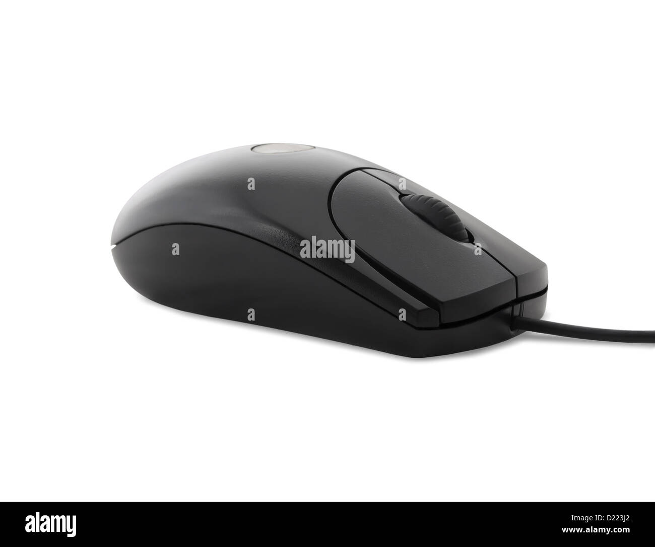 Calcolatore nero mouse isolati su sfondo bianco Foto Stock