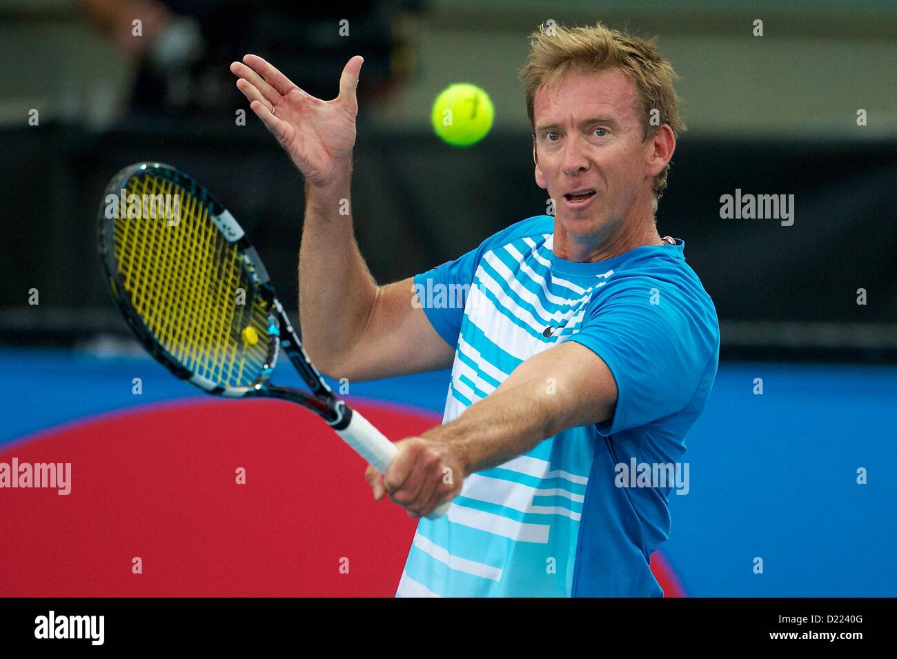 10.01.2013. Adelaide, Australia. WAYNE ARTHURS - Azione dal giorno 3 del mondo challenge tennis giocato al Memorial Drive, Adelaide, Australia del Sud Foto Stock