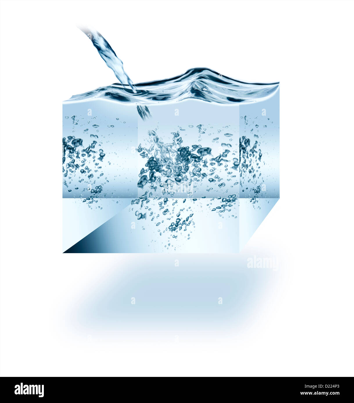 Cubo di acqua contro uno sfondo bianco Foto Stock