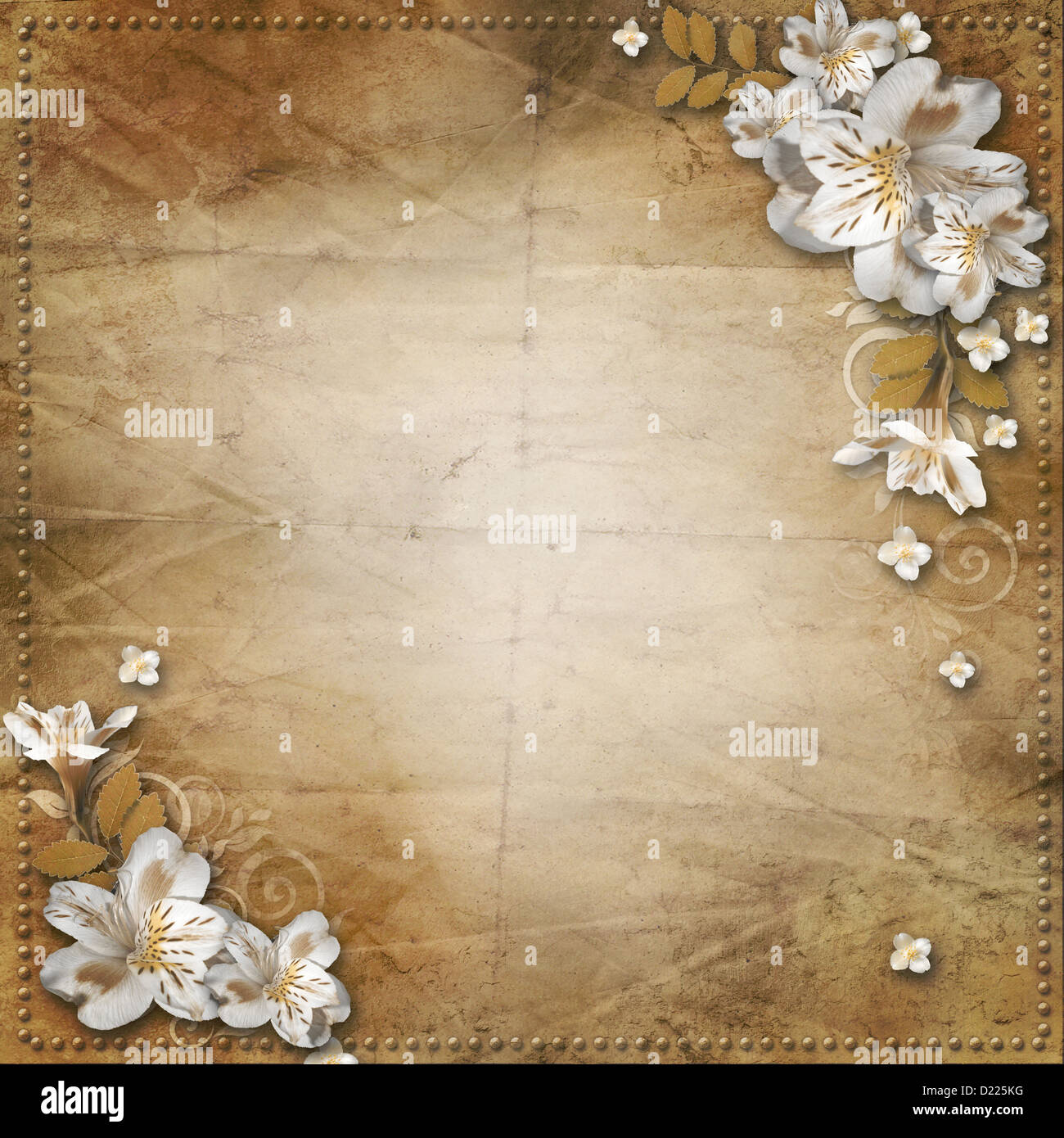Vintage sfondo con fiori per congratulazioni e inviti Foto Stock