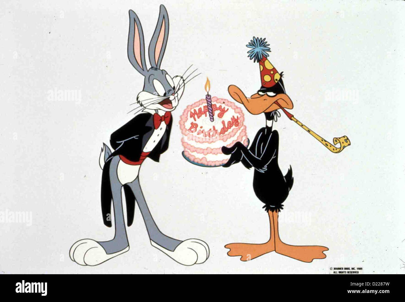 Buon compleanno Bugs Buon Compleanno Bugs Bugs Bunny und Daffy Duck.Caption locale *** 1989 Warner Brothers Foto Stock