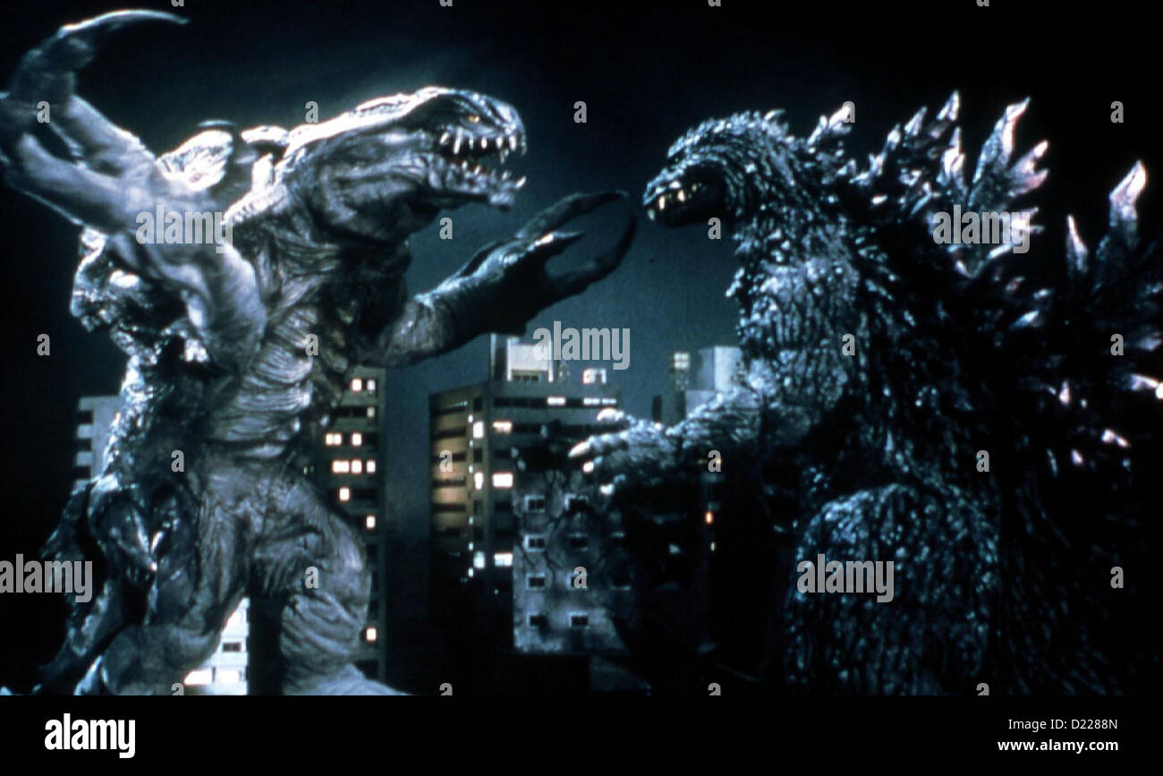 Godzilla 2000 Godzilla 2000 Godzilla (r). kaempft gegen seinen Widersacher Orga.Caption locale *** 2000 Columbia TriStar Foto Stock