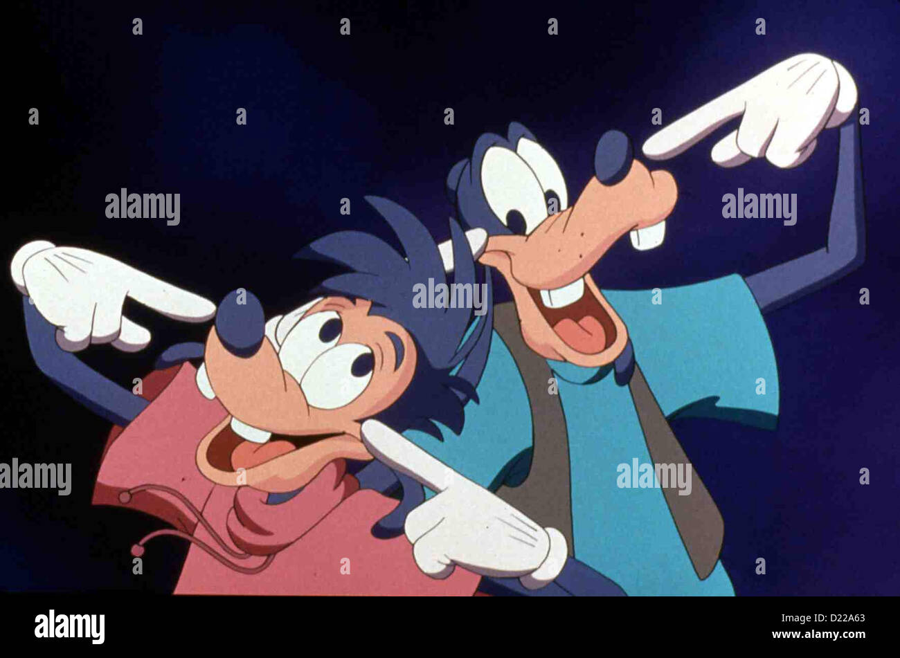 Pippo - Der Film Film Goofy, Max, Pippo Pippo (r) und sein Sohn Max verstehen sich prima. *** Caption locale *** 1995 Buena Foto Stock